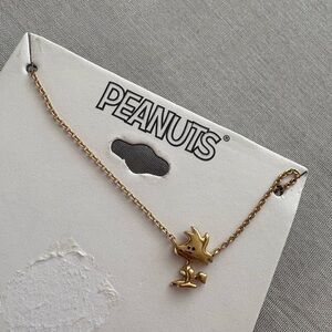Unwritten Peanuts Woodstock Sterling Silver Necklace Snoopy Earrings Gold Tone